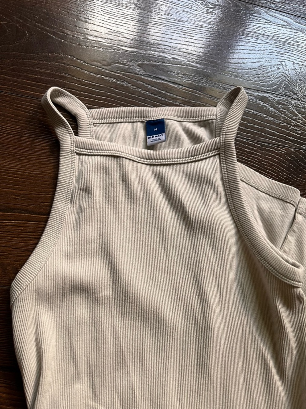 Old Navy Cream Ribbed Maxi Tank Dress